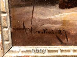 Painting 1889 Cabaret Scene Monk Drinker signed A. Vicentini
