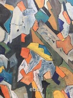 Painting Abstract 1960 Oil On Panel Wood Hsp To Be Identified Landscape Au Verso