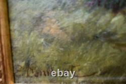 Painting Ancient Landscape Animated Fishermen Impressionist River Signed Ed. Lambert