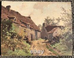 Painting Ancient Oil Daniel Duchemin Landscape 19th Century Road