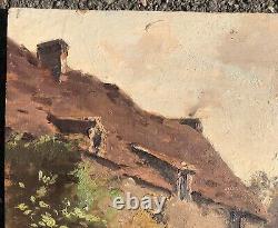 Painting Ancient Oil Daniel Duchemin Landscape 19th Century Road