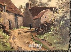 Painting Ancient Oil Daniel Duchemin Landscape 19th Century Road