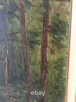 Painting Ancient Oil Impressionism Landscape Undergrowth XIX Near Louis Hayet