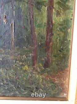Painting Ancient Oil Impressionism Landscape Undergrowth XIX Near Louis Hayet
