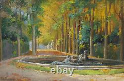 Painting Ancient Oil On Wood Painting Miniature Landscape Foret Ecole Francaise