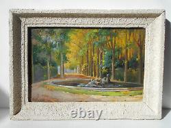 Painting Ancient Oil On Wood Painting Miniature Landscape Foret Ecole Francaise