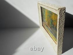 Painting Ancient Oil On Wood Painting Miniature Landscape Foret Ecole Francaise