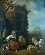 Painting Ancient Scene Pastoral Landscape Bergère Herd Flemish 17th Sv Berchem