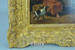 Painting Ancient Scene Pastoral Landscape Bergère Herd Flemish 17th Sv Berchem