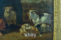 Painting Ancient Scene Pastoral Landscape Bergère Herd Flemish 17th Sv Berchem