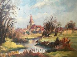 Painting By Alfred Selig (1907-1974) As Seen By Herrlisheim La Lauch 1955