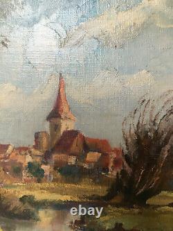 Painting By Alfred Selig (1907-1974) As Seen By Herrlisheim La Lauch 1955