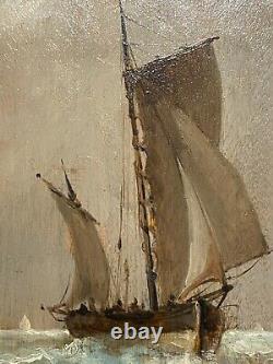 Painting Former Navy School French De La End Of The 19th Century Sailings Si