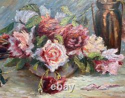 Painting HSP Jetty of Roses signed Y. Jannin dated 1948