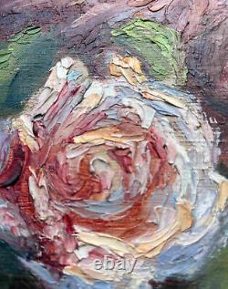 Painting HSP Jetty of Roses signed Y. Jannin dated 1948