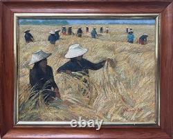 Painting HSP Landscape of the Harvest of Vietnam signed ManoJ 1984