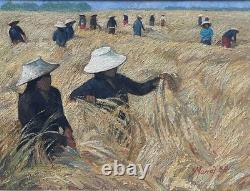 Painting HSP Landscape of the Harvest of Vietnam signed ManoJ 1984