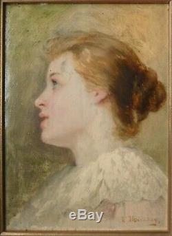 Painting Houssay Josephine (1840-1914) Female Portrait On Panel