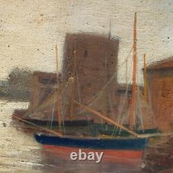 Painting La Rochelle XIX Impressionist Marine Sailier Charente