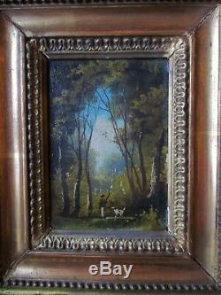 Painting Miniature Barbizon Nineteenth Landscape Hunter Trace Signature