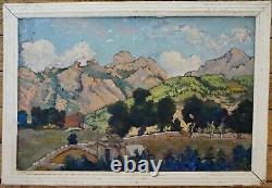Painting Nabis Panorama Calanches Of Piana In Corsica Tomb Signed Rougeot 1937
