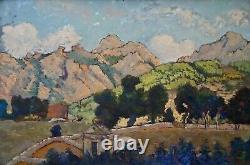 Painting Nabis Panorama Calanches Of Piana In Corsica Tomb Signed Rougeot 1937