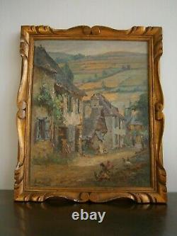 Painting Oil Old Landscape Jacques Ourtal Argein Ariege Pool Campaign