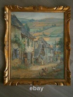 Painting Oil Old Landscape Jacques Ourtal Argein Ariege Pool Campaign