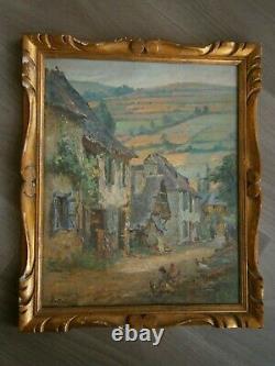 Painting Oil Old Landscape Jacques Ourtal Argein Ariege Pool Campaign