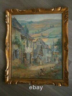 Painting Oil Old Landscape Jacques Ourtal Argein Ariege Pool Campaign