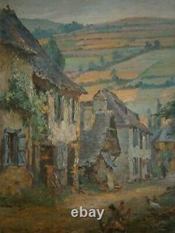 Painting Oil Old Landscape Jacques Ourtal Argein Ariege Pool Campaign