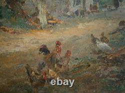 Painting Oil Old Landscape Jacques Ourtal Argein Ariege Pool Campaign