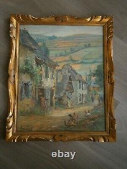 Painting Oil Old Landscape Jacques Ourtal Argein Ariege Pool Campaign