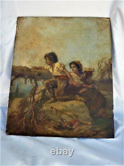 Painting Oil On Panel Wood Signed Painting Table Vecchio Dipinto