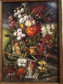 Painting / Oil On Wood Bouquet Of Flowers