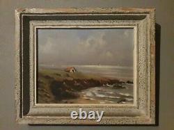 Painting Oil On Wood Landscape Seaside Brittany