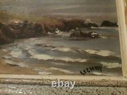 Painting Oil On Wood Landscape Seaside Brittany