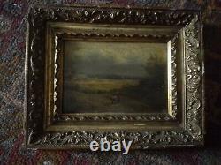 Painting Oil On Wood Of A Landscape And Character Signed Gabrielli