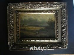 Painting Oil On Wood Of A Landscape And Character Signed Gabrielli