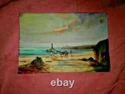 Painting Oil Painting On Marine Wood On The Sea 19th Signed Artist & Place