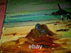 Painting Oil Painting On Marine Wood On The Sea 19th Signed Artist & Place