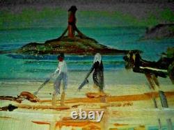 Painting Oil Painting On Marine Wood On The Sea 19th Signed Artist & Place