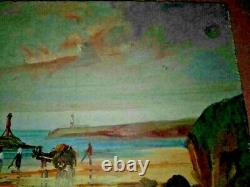 Painting Oil Painting On Marine Wood On The Sea 19th Signed Artist & Place