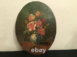 # Painting Oil Painting On Panel / Still Life, Flower Bouquet Signed