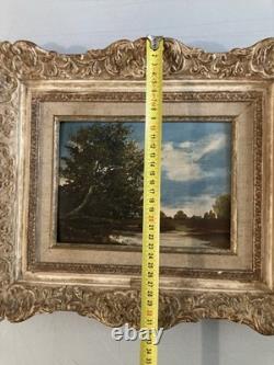 Painting Oil Painting on Peach Cardboard Fisherman Art Frame Montparnasse 1900 Old