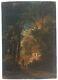 Painting Oil Panel Ancient Landscape Character House 19th Century