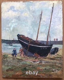 Painting Oil Panel Ancient Landscape Marine 19th Century