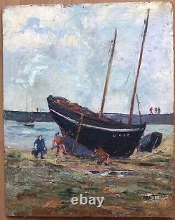 Painting Oil Panel Ancient Landscape Marine 19th Century