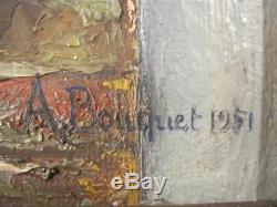 Painting Oil Still Life Scene Kitchen Signed Alphonsine Bouquet 1951 Benezit