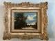Painting Oil On Peach Cardboard Fisherman Art Frame Montparnasse 1900 Old